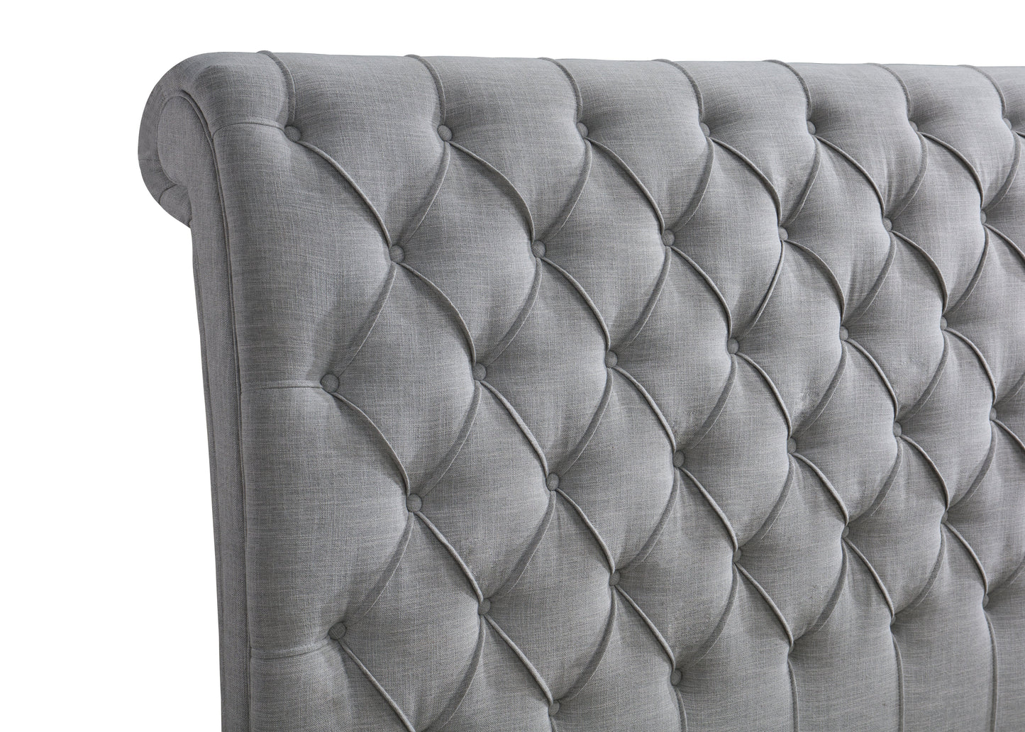 Kate Gray Queen Upholstered Sleigh Platform Bed - SET | 5103-Q-HB | 5103-Q-FB | 5103-KQ-RAIL - Luna Furniture - Dallas Store