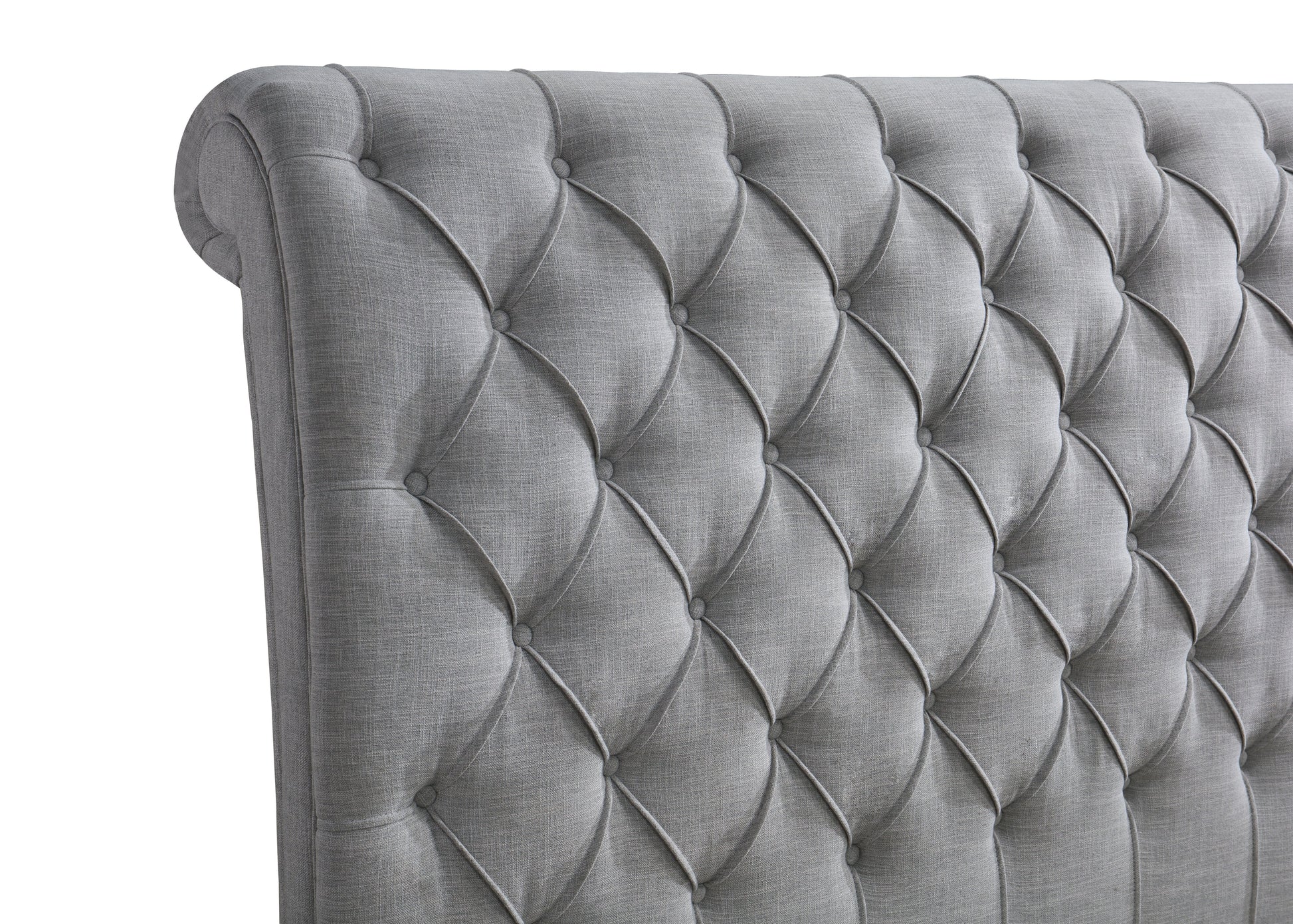 Kate Gray Queen Upholstered Sleigh Platform Bed - SET | 5103-Q-HB | 5103-Q-FB | 5103-KQ-RAIL - Luna Furniture - Dallas Store