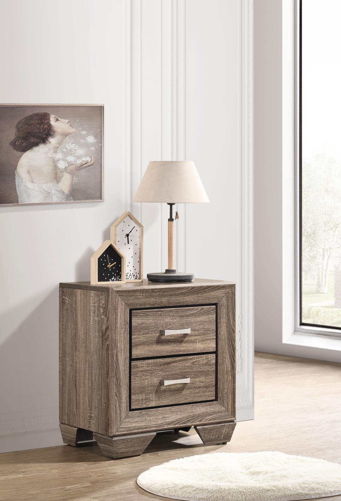 Kauffman 2-Drawer Nightstand Washed Taupe - 204192 - Luna Furniture - Dallas Store