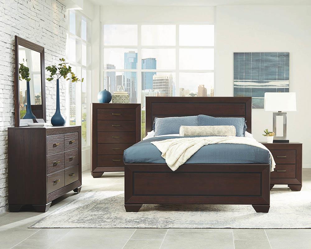 Kauffman California King Panel Bed Dark Cocoa - 204391KW - Luna Furniture - Dallas Store