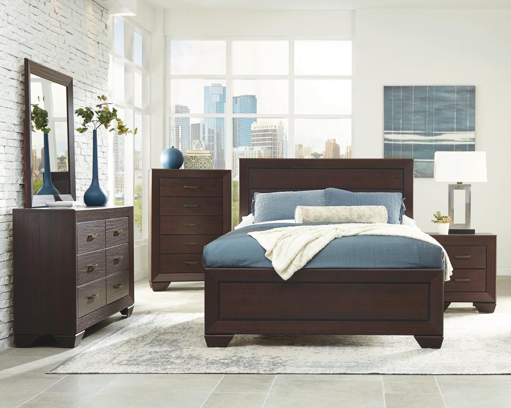 Kauffman California King Panel Bed Dark Cocoa - 204391KW - Luna Furniture - Dallas Store