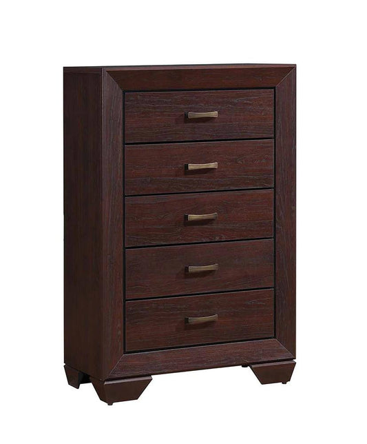 Kauffman Dark Cocoa 5-Drawer Chest - 204395 - Luna Furniture - Dallas Store