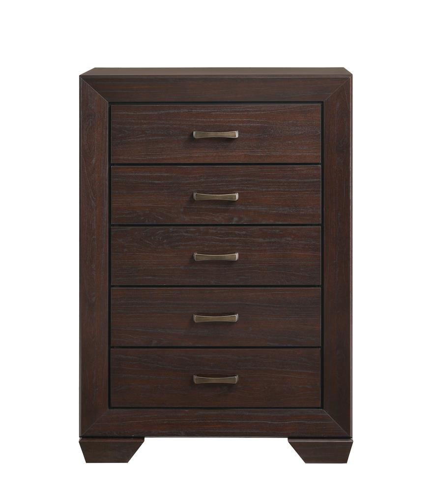 Kauffman Dark Cocoa 5-Drawer Chest - 204395 - Luna Furniture - Dallas Store