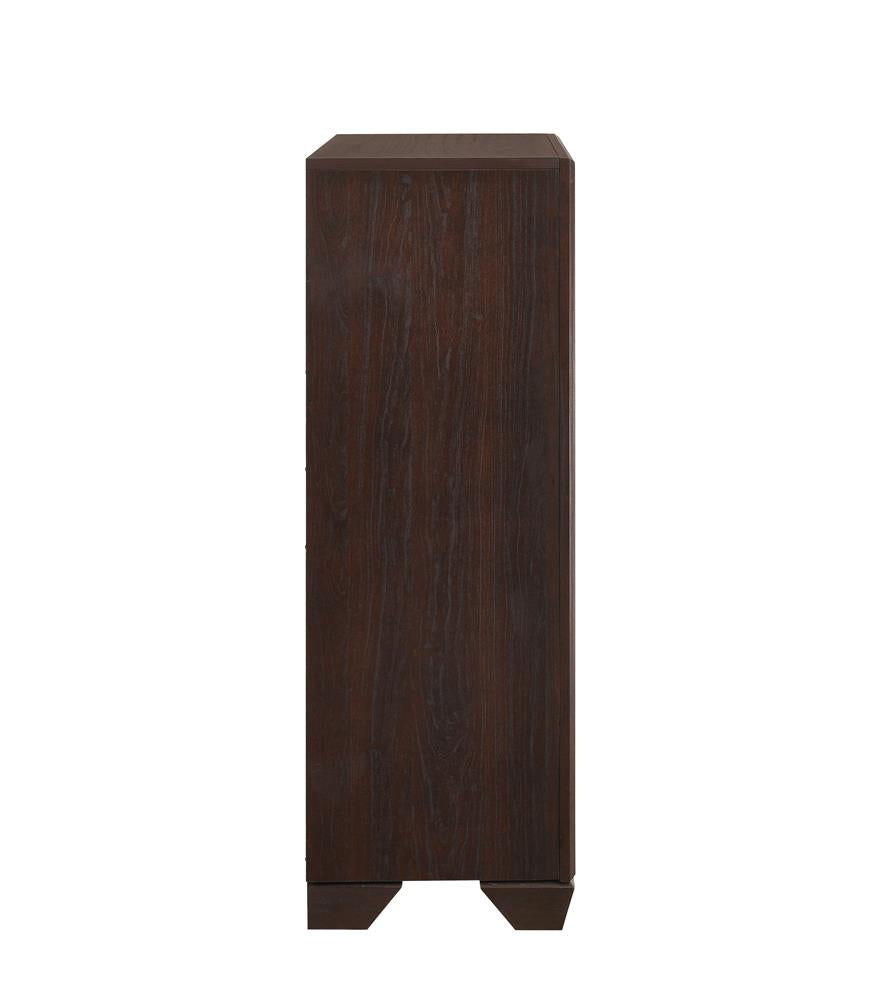 Kauffman Dark Cocoa 5-Drawer Chest - 204395 - Luna Furniture - Dallas Store