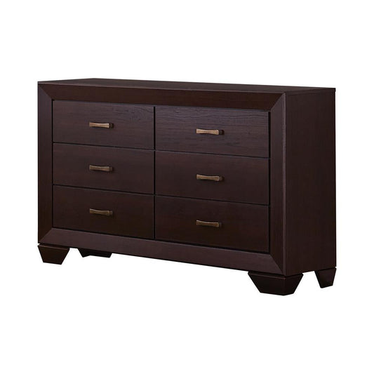Kauffman Dark Cocoa 6-Drawer Dresser - 204393 - Luna Furniture - Dallas Store