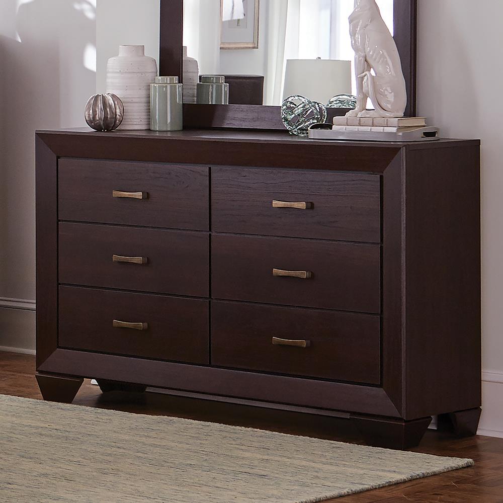 Kauffman Dark Cocoa 6-Drawer Dresser - 204393 - Luna Furniture - Dallas Store