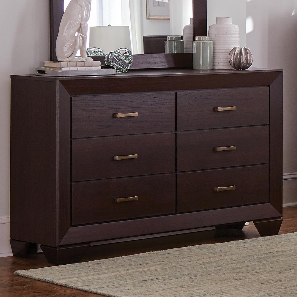 Kauffman Dark Cocoa 6-Drawer Dresser - 204393 - Luna Furniture - Dallas Store