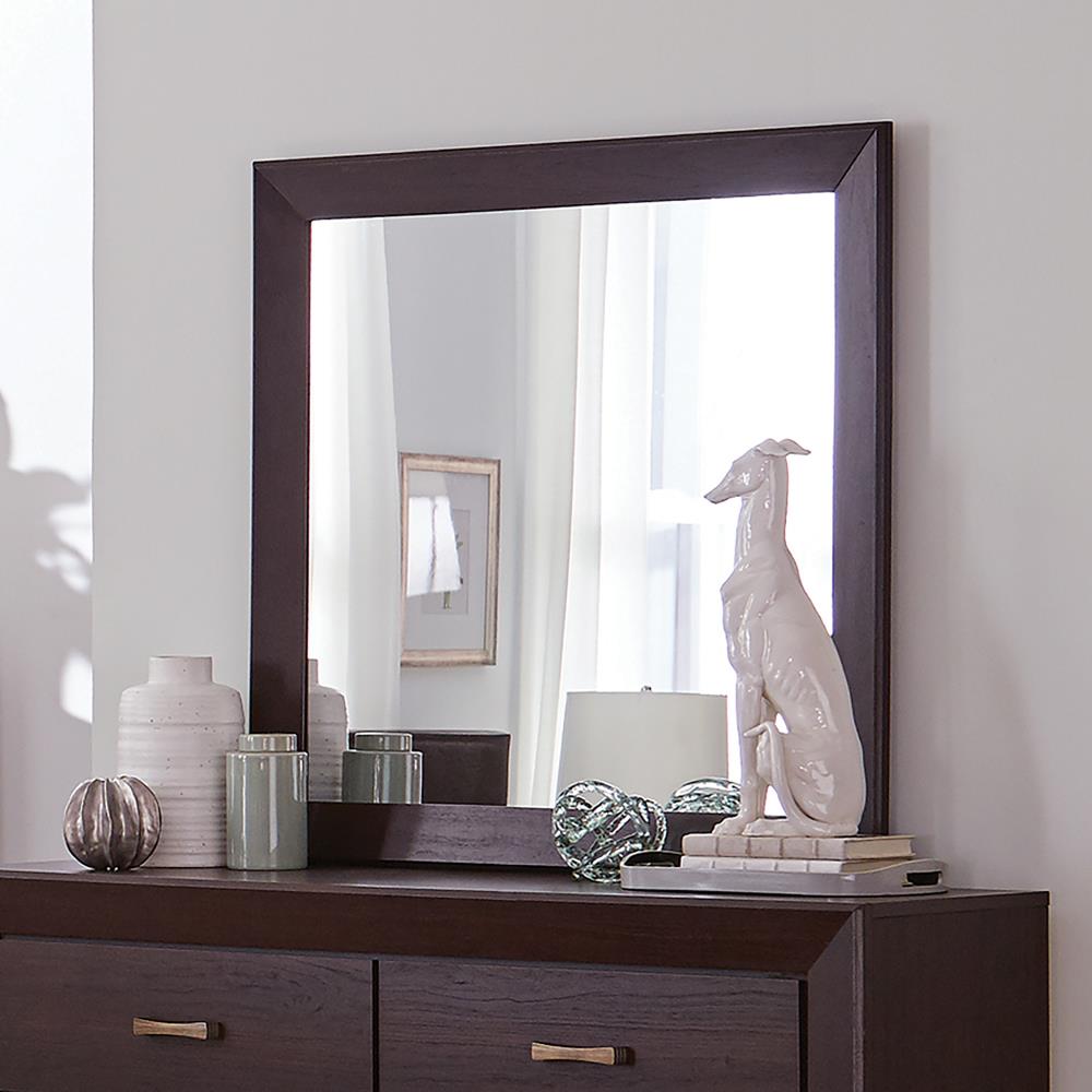 Kauffman Dark Cocoa Rectangular Mirror - 204394 - Luna Furniture - Dallas Store