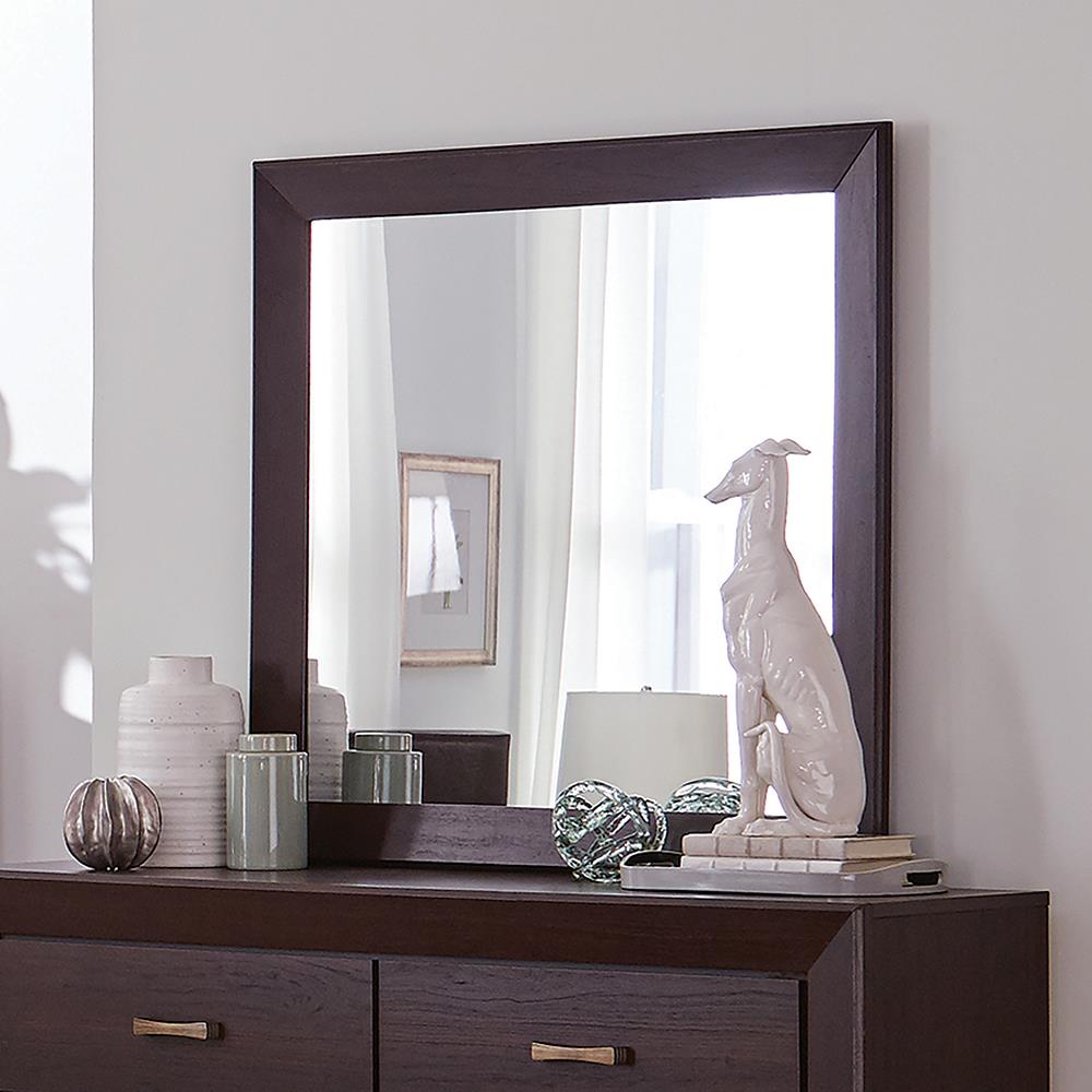 Kauffman Dark Cocoa Rectangular Mirror - 204394 - Luna Furniture - Dallas Store