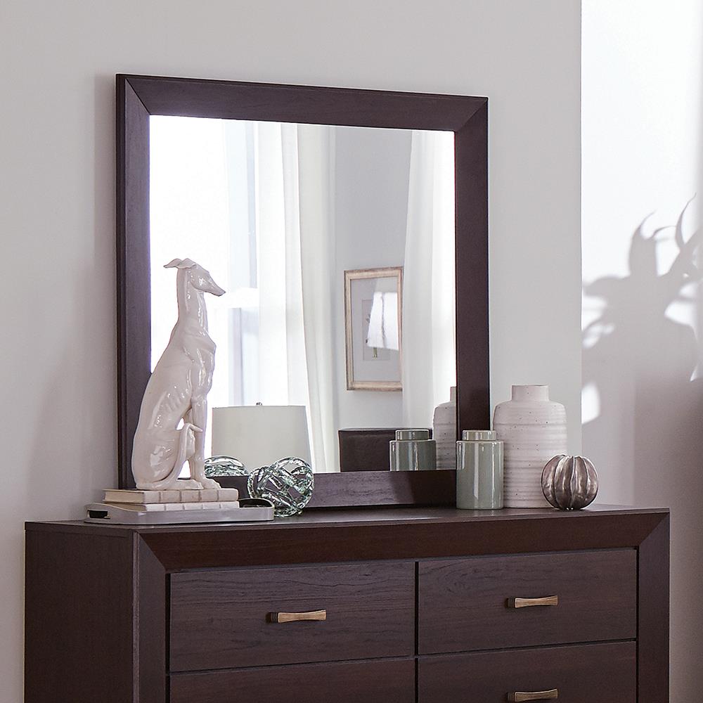Kauffman Dark Cocoa Rectangular Mirror - 204394 - Luna Furniture - Dallas Store