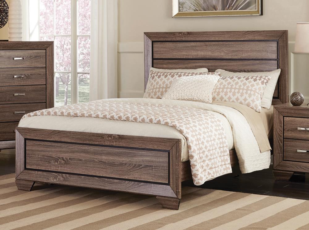 Kauffman Eastern King Panel Bed Washed Taupe - 204191KE - Luna Furniture - Dallas Store