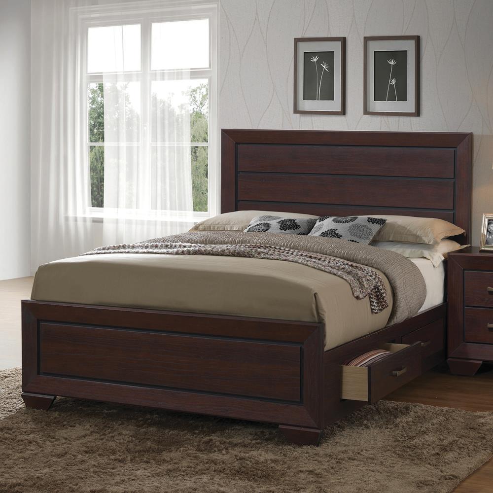 Kauffman Eastern King Storage Bed Dark Cocoa - 204390KE - Luna Furniture - Dallas Store