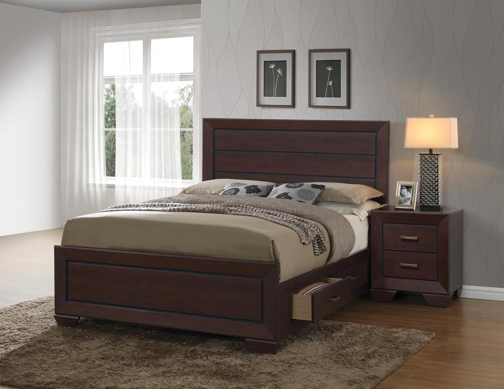 Kauffman Eastern King Storage Bed Dark Cocoa - 204390KE - Luna Furniture - Dallas Store