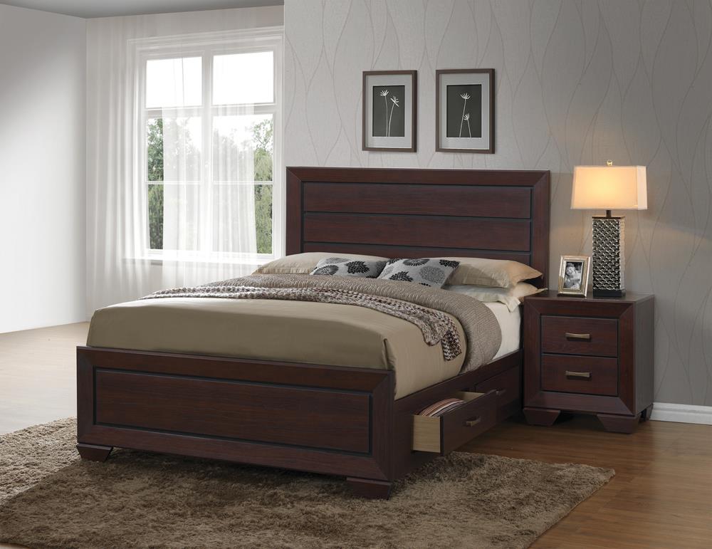 Kauffman Queen Storage Bed Dark Cocoa - 204390Q - Luna Furniture - Dallas Store