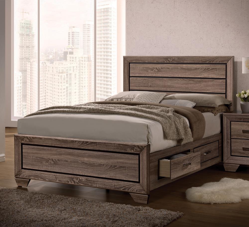 Kauffman Queen Storage Bed Washed Taupe - 204190Q - Luna Furniture - Dallas Store