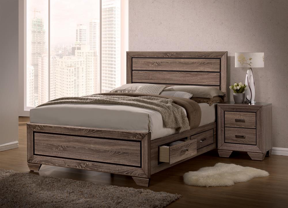 Kauffman Queen Storage Bed Washed Taupe - 204190Q - Luna Furniture - Dallas Store