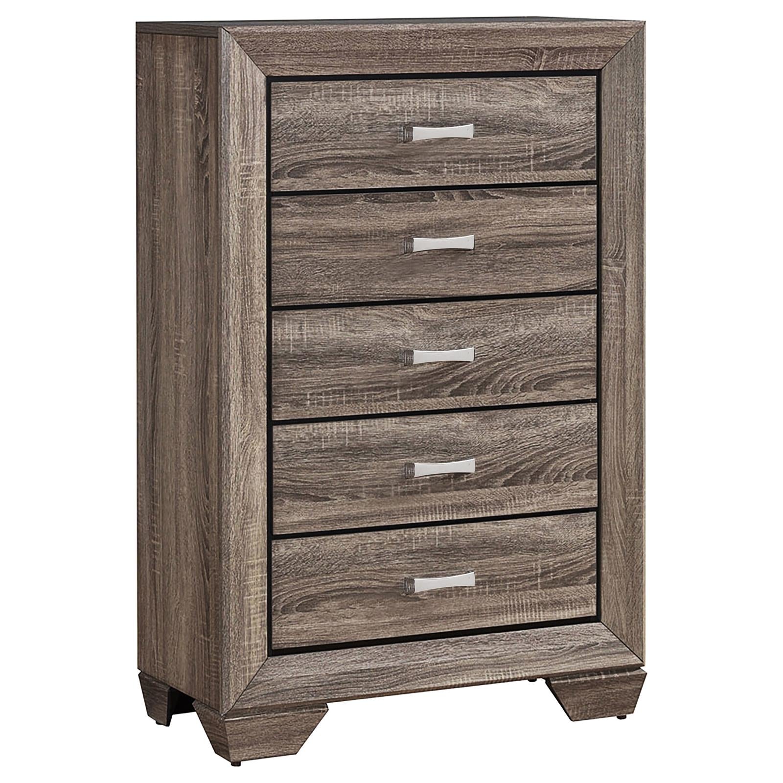 Kauffman Washed Taupe 5-Drawer Chest - 204195 - Luna Furniture - Dallas Store