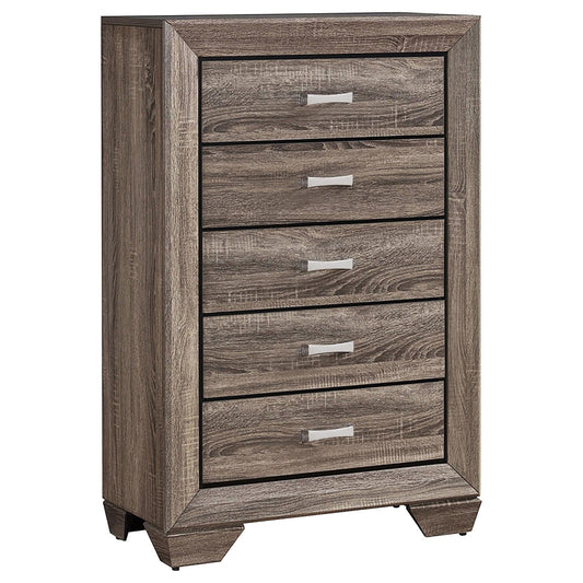 Kauffman Washed Taupe 5-Drawer Chest - 204195 - Luna Furniture - Dallas Store