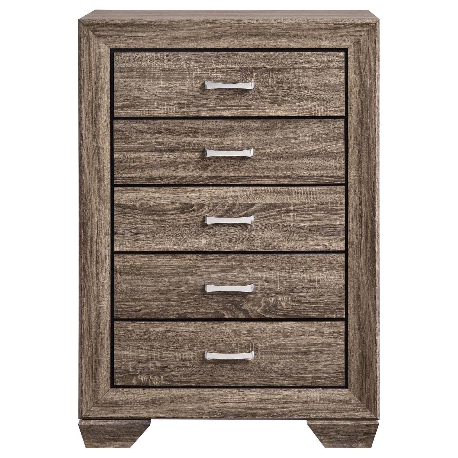 Kauffman Washed Taupe 5-Drawer Chest - 204195 - Luna Furniture - Dallas Store
