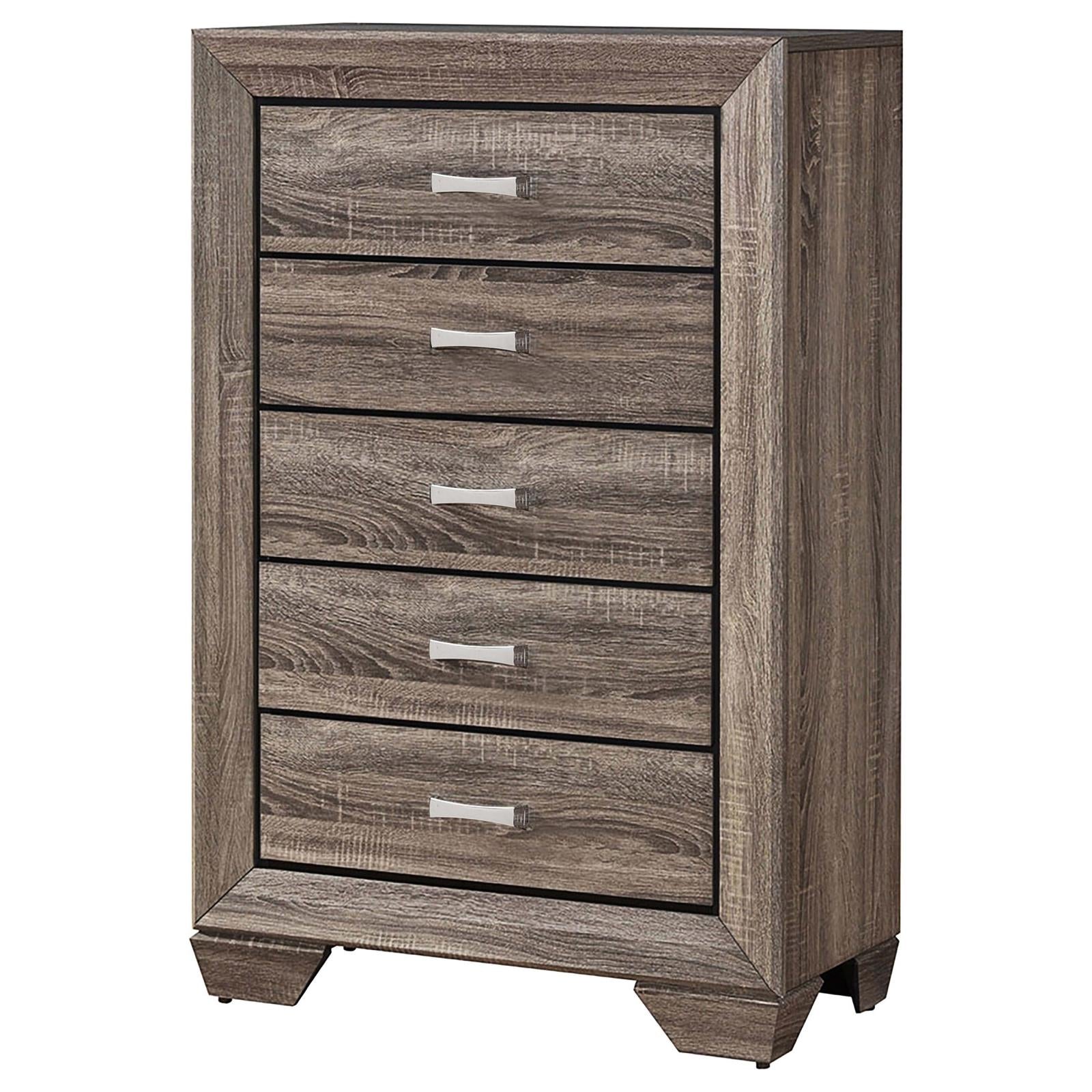 Kauffman Washed Taupe 5-Drawer Chest - 204195 - Luna Furniture - Dallas Store