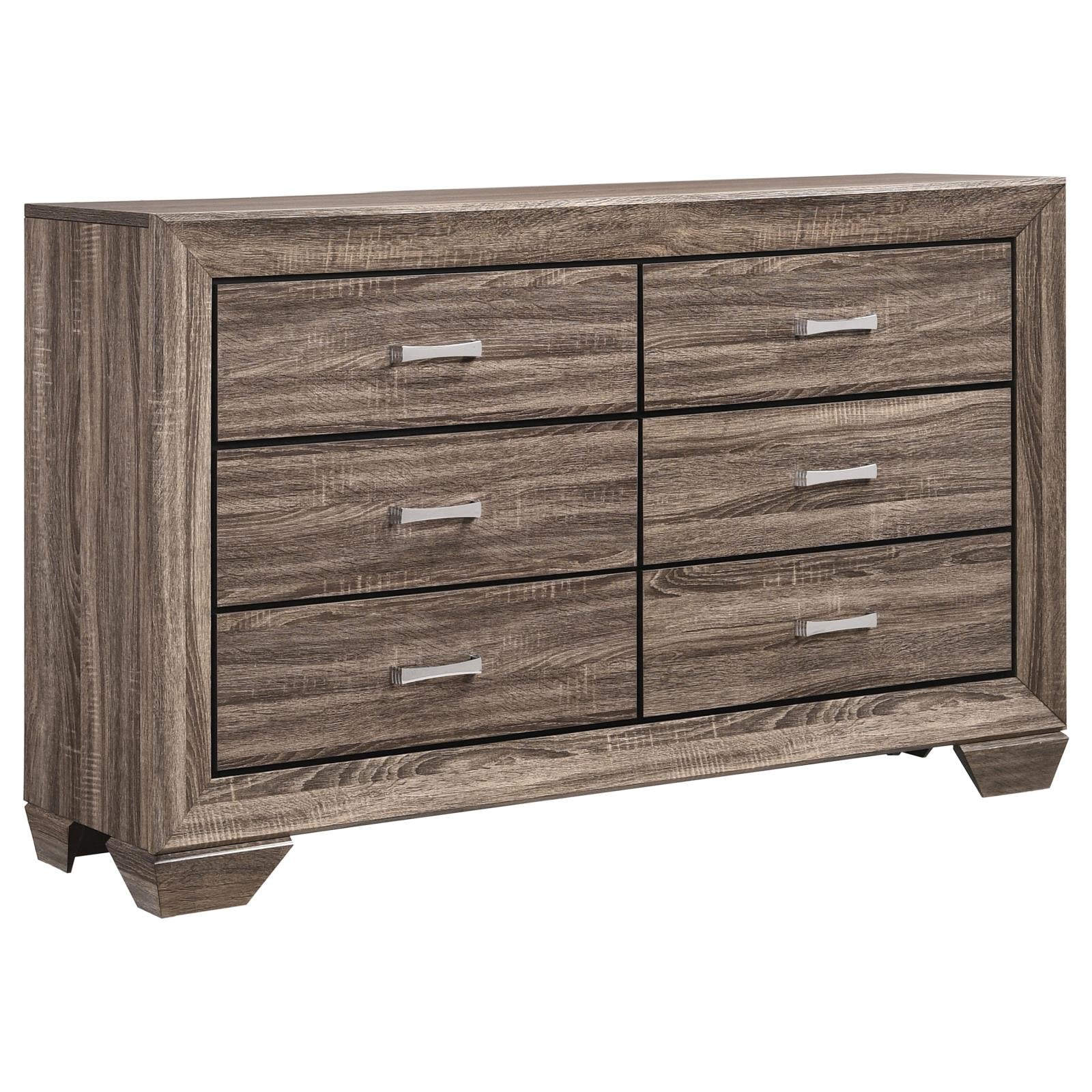 Kauffman Washed Taupe 6-Drawer Dresser - 204193 - Luna Furniture - Dallas Store