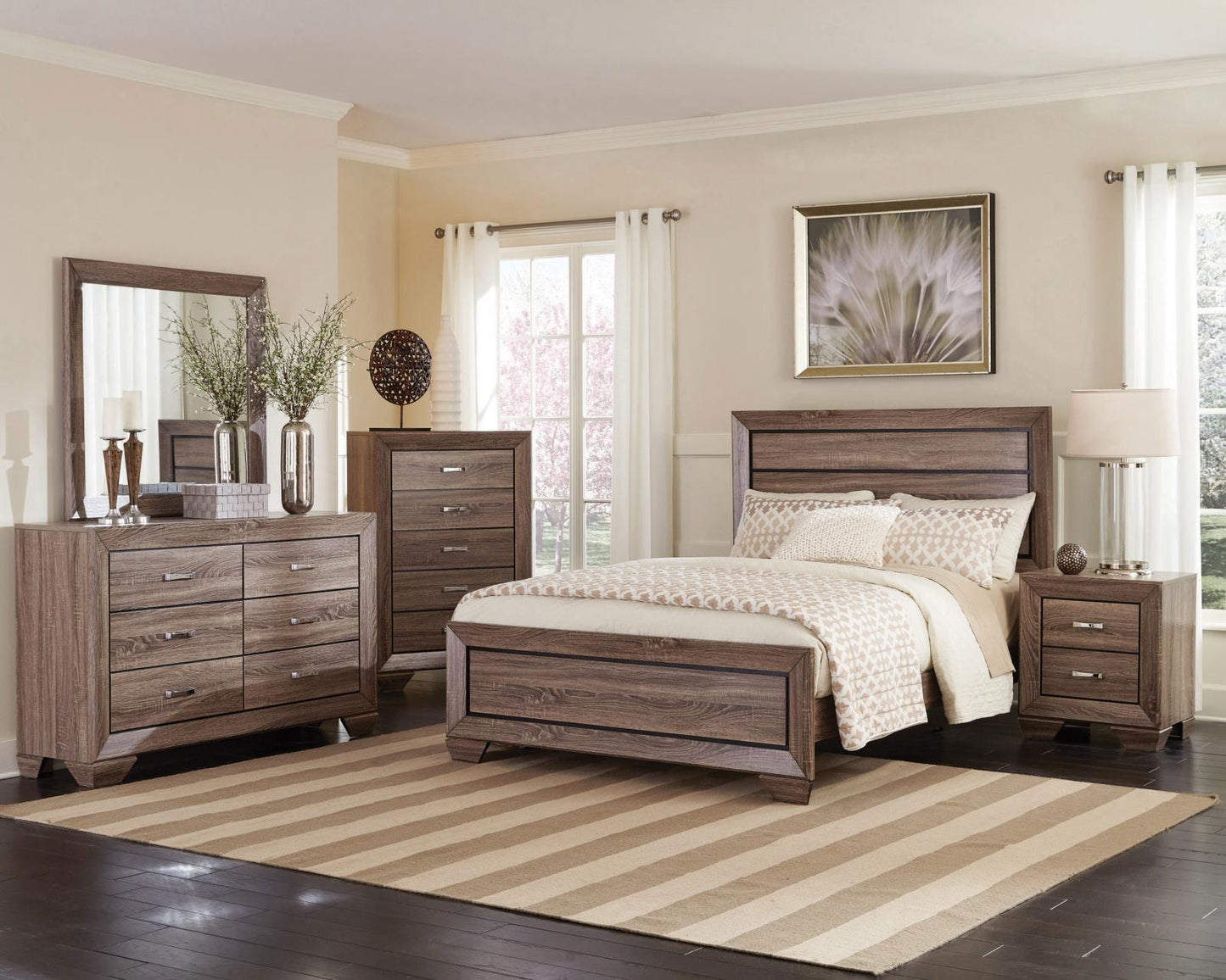 Kauffman Washed Taupe 6-Drawer Dresser - 204193 - Luna Furniture - Dallas Store