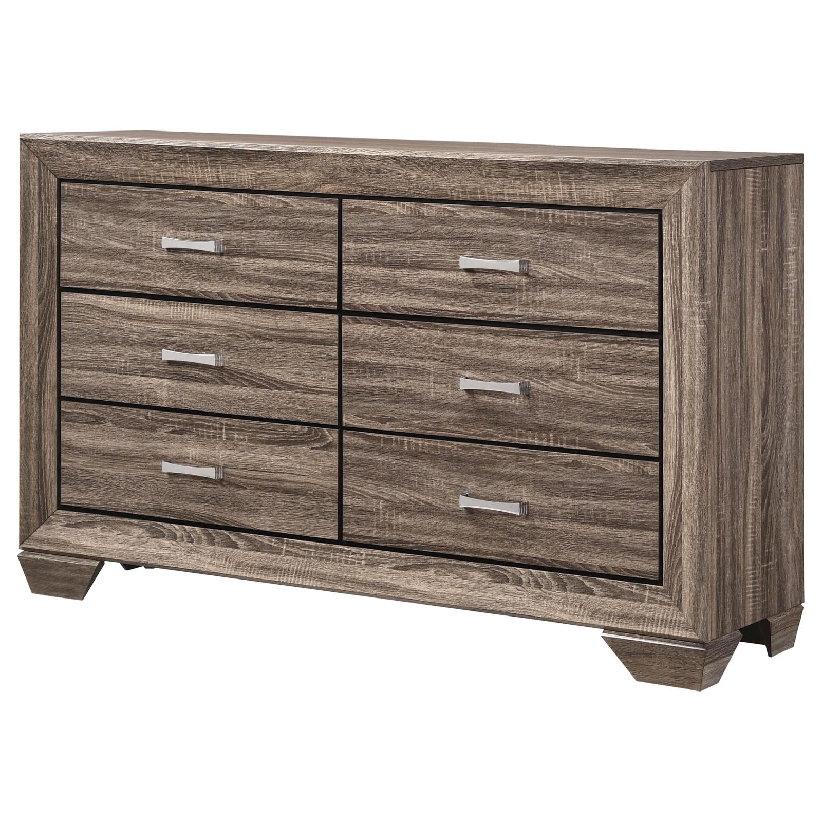 Kauffman Washed Taupe 6-Drawer Dresser - 204193 - Luna Furniture - Dallas Store