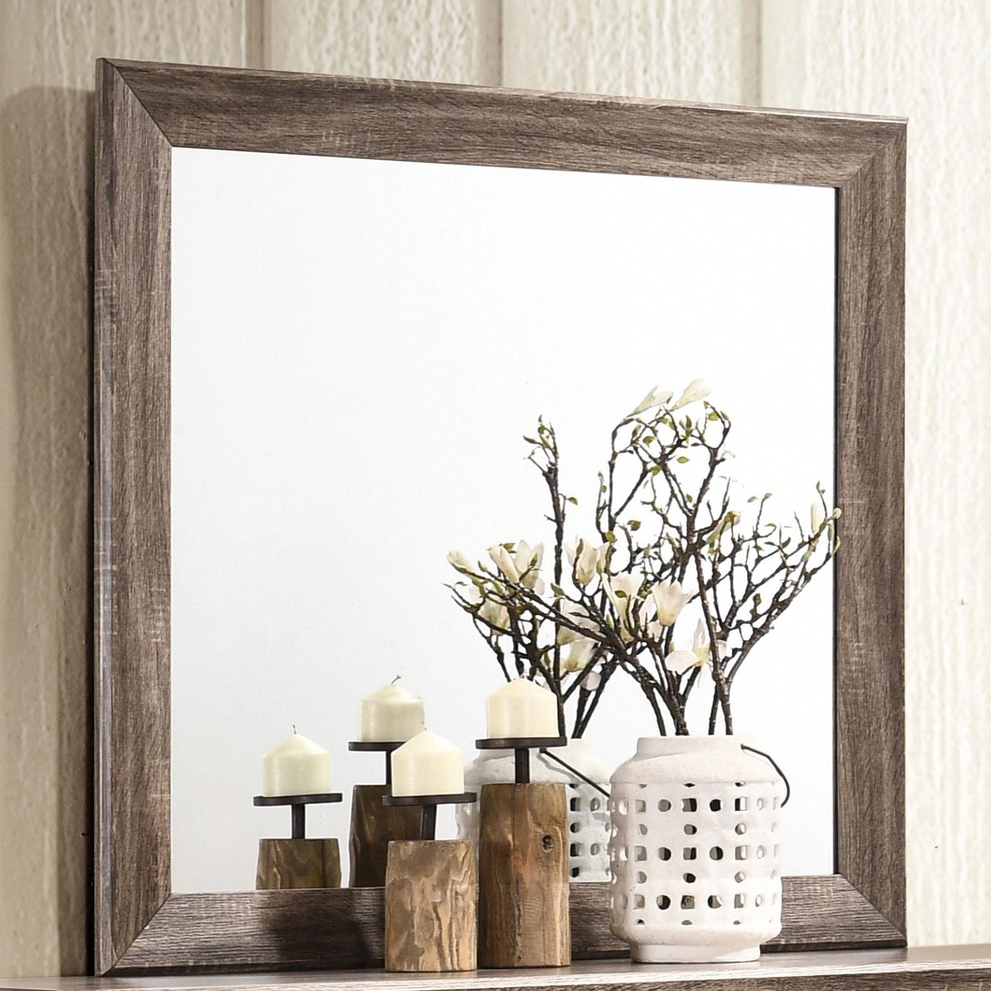 Kauffman Washed Taupe Rectangular Mirror - 204194 - Luna Furniture - Dallas Store