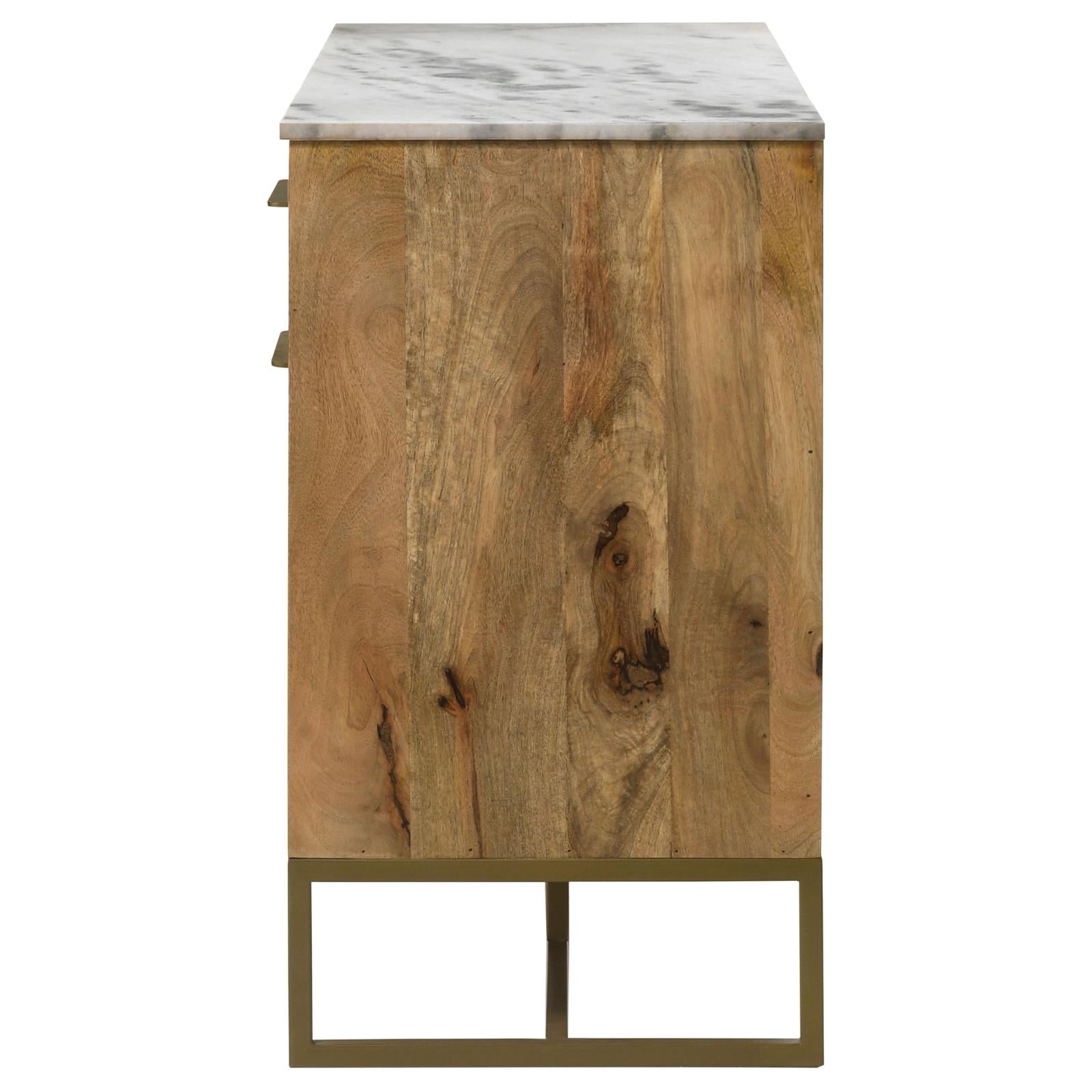 Keaton Natural/Antique Gold 3-Door Accent Cabinet with Marble Top - 951138 - Luna Furniture - Dallas Store
