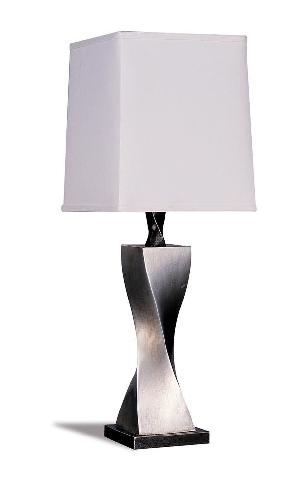 Keene Square Shade Table Lamps White/Antique Silver (Set of 2) - 1497 - Luna Furniture - Dallas Store