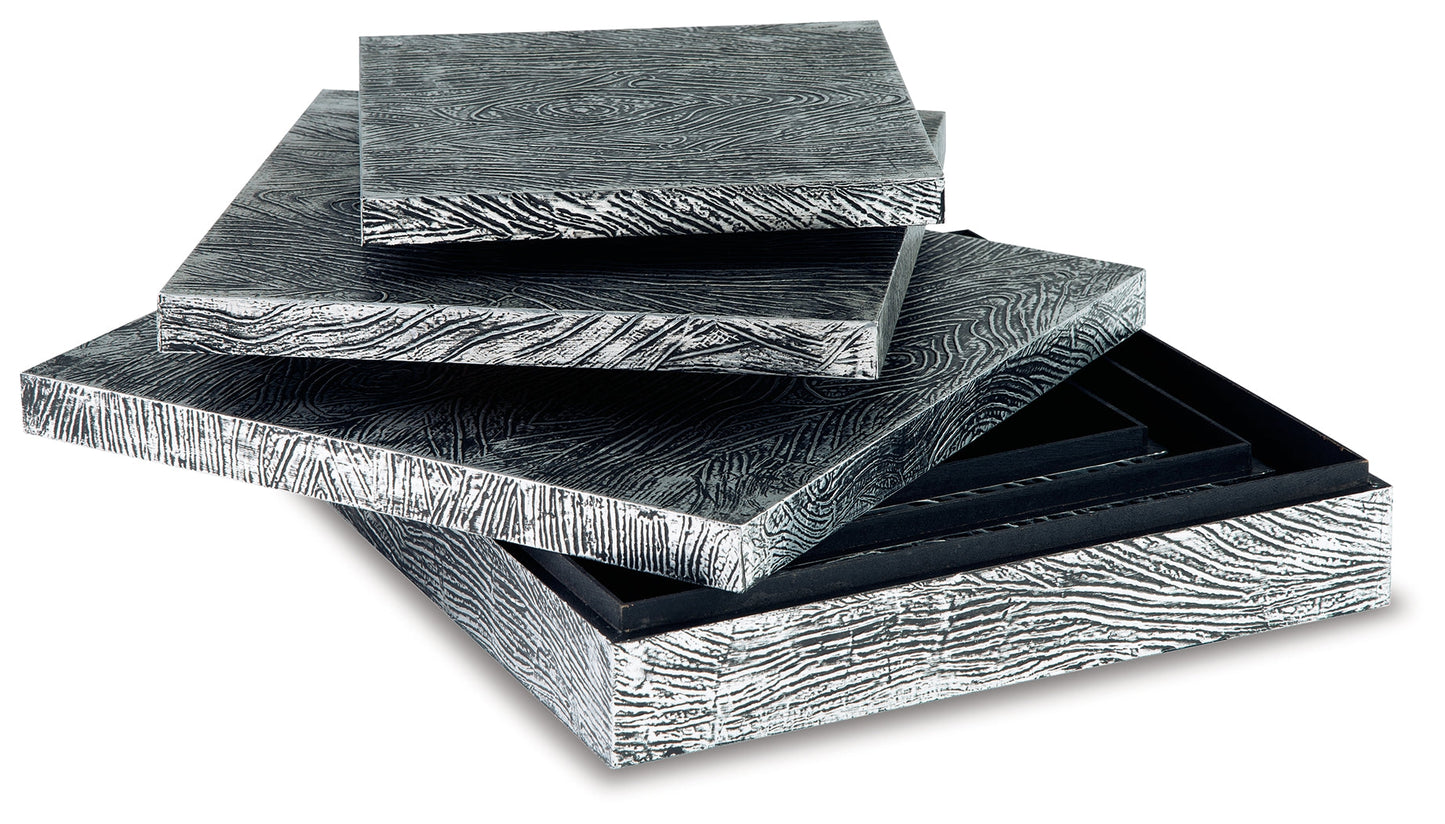 Keldy Antique Pewter Finish Box, Set of 3 - A2000491 - Luna Furniture - Dallas Store