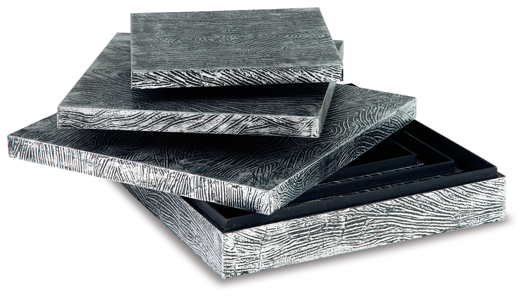 Keldy Antique Pewter Finish Box, Set of 3 - A2000491 - Luna Furniture - Dallas Store