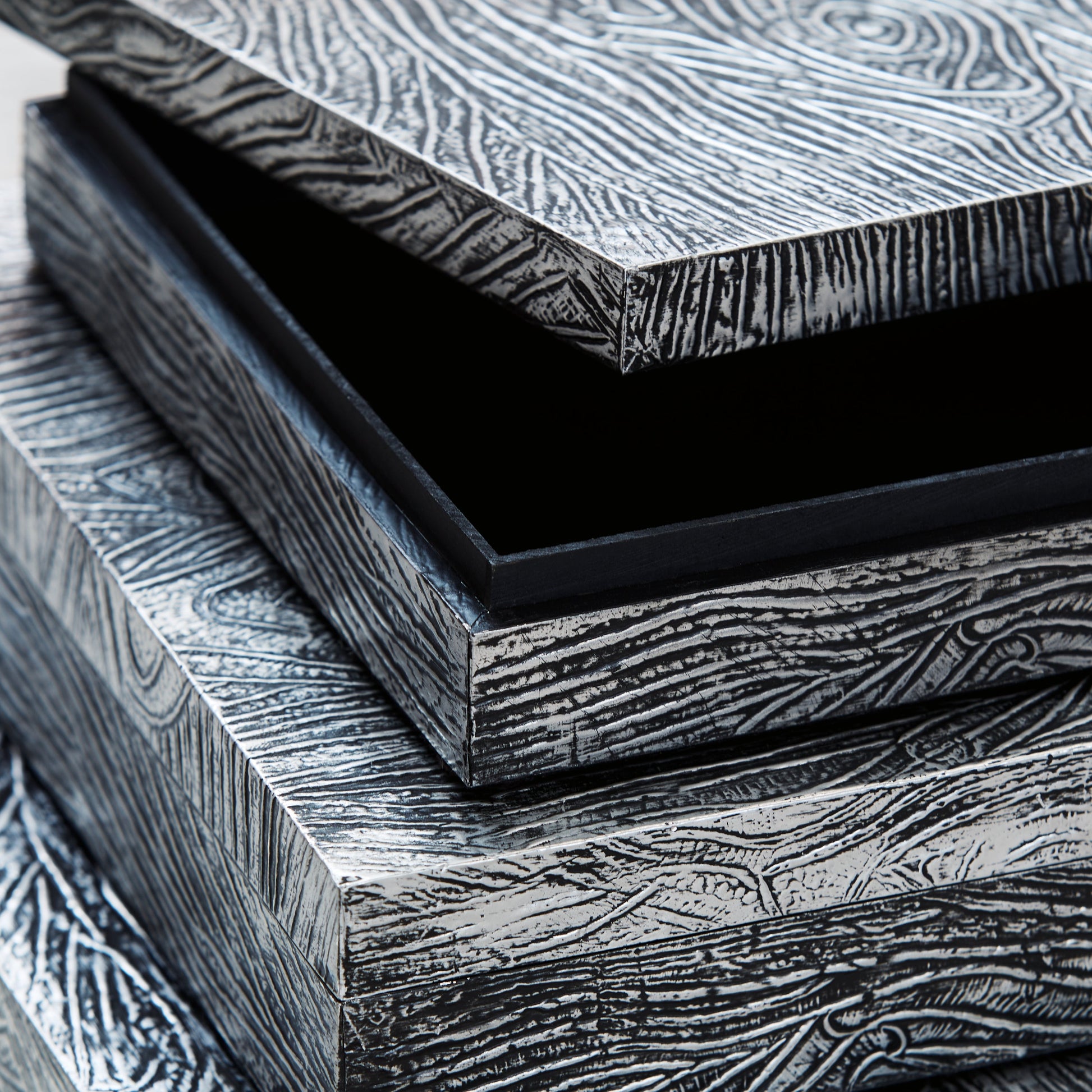 Keldy Antique Pewter Finish Box, Set of 3 - A2000491 - Luna Furniture - Dallas Store