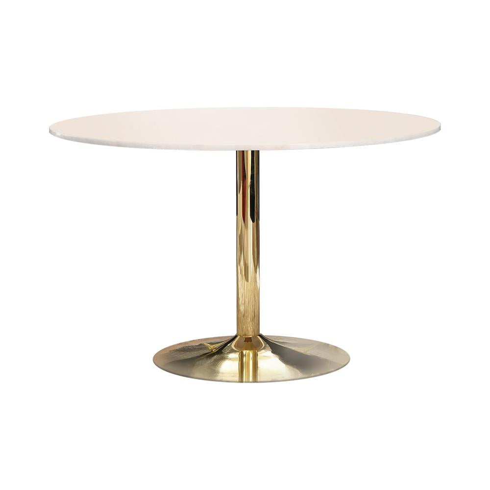 Kella Natural Marble/Gold Round Dining Table - 192061 - Luna Furniture - Dallas Store