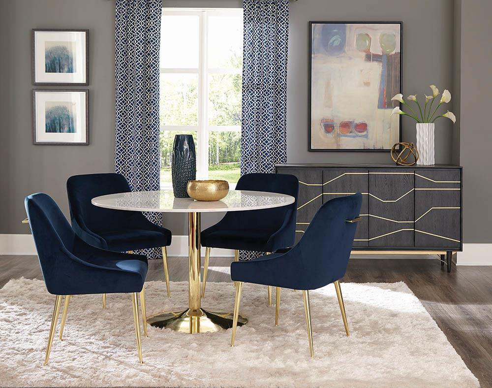 Kella Natural Marble/Gold Round Dining Table - 192061 - Luna Furniture - Dallas Store