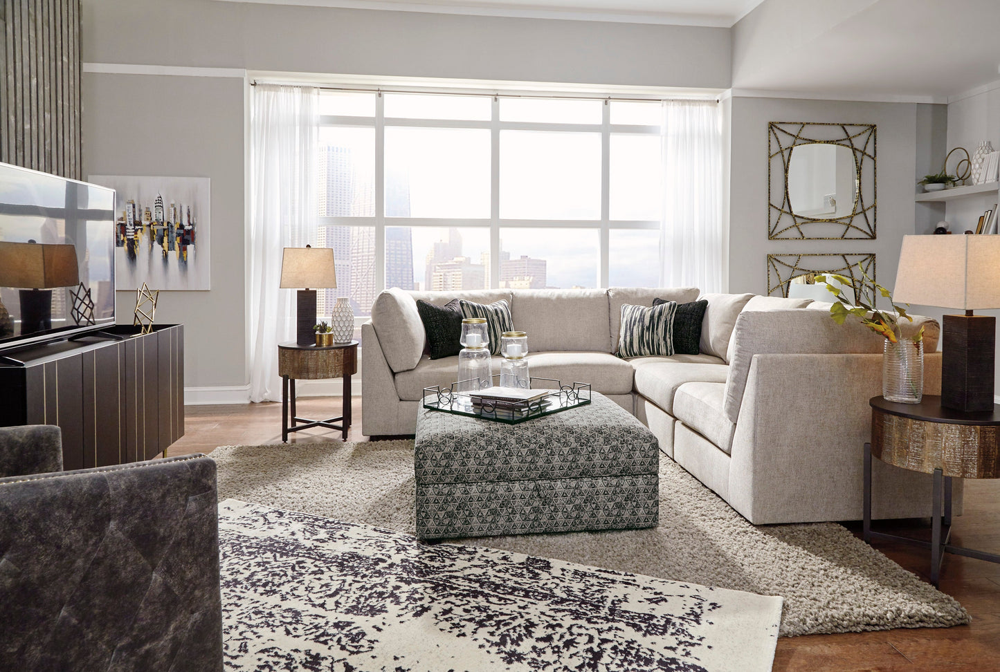 Kellway Bisque 5-Piece Sectional - SET | 9870777(3) | 9870746(2) | 9870711 - Luna Furniture - Dallas Store