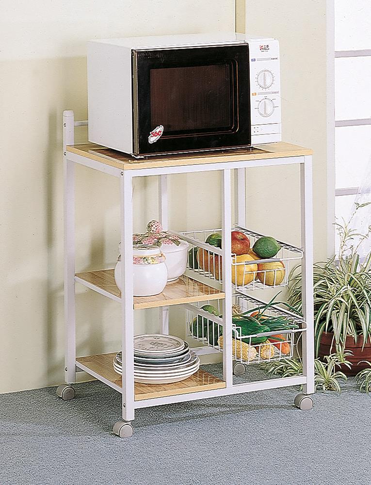 Kelvin Natural Brown/White 2-Shelf Kitchen Cart - 2506 - Luna Furniture - Dallas Store