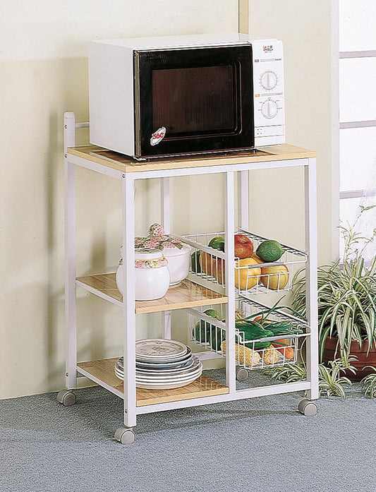Kelvin Natural Brown/White 2-Shelf Kitchen Cart - 2506 - Luna Furniture - Dallas Store