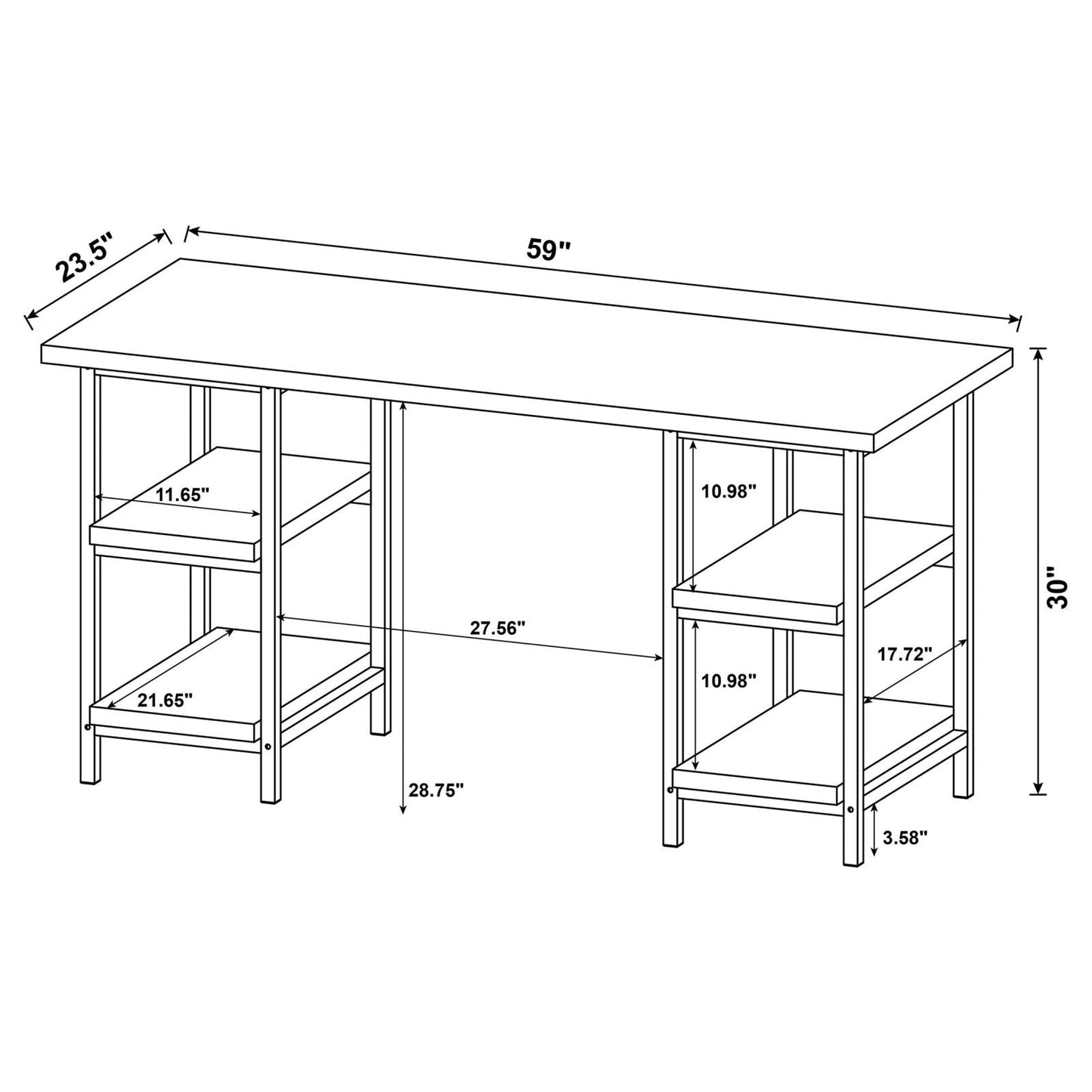 Kemper Salvaged Cabin 4-Shelf Writing Desk - 801551 - Luna Furniture - Dallas Store