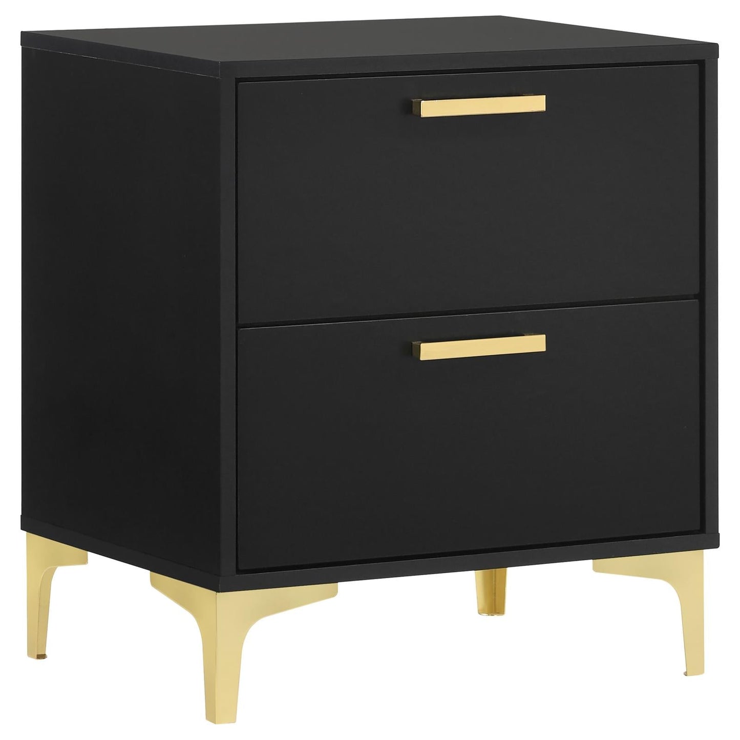 Kendall 2-Drawer Nightstand Black/Gold - 224452 - Luna Furniture - Dallas Store