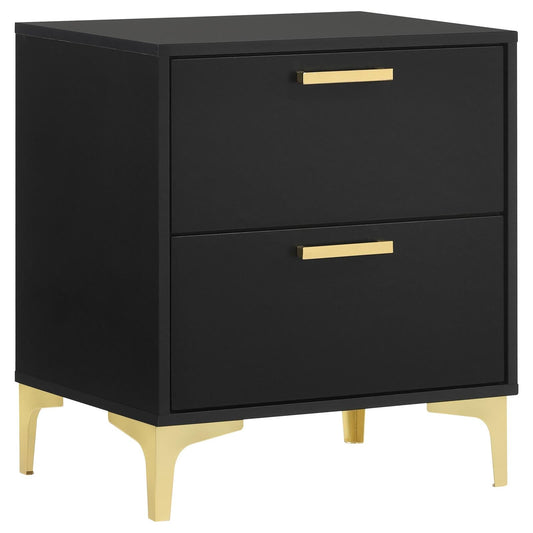 Kendall 2-Drawer Nightstand Black/Gold - 224452 - Luna Furniture - Dallas Store