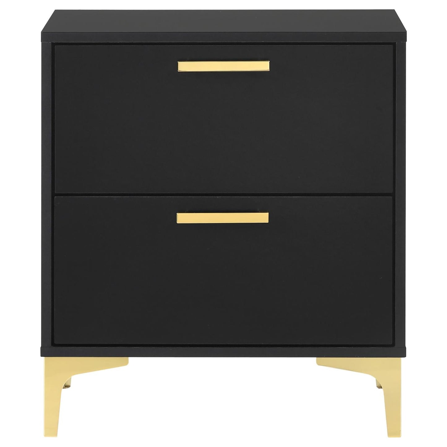 Kendall 2-Drawer Nightstand Black/Gold - 224452 - Luna Furniture - Dallas Store