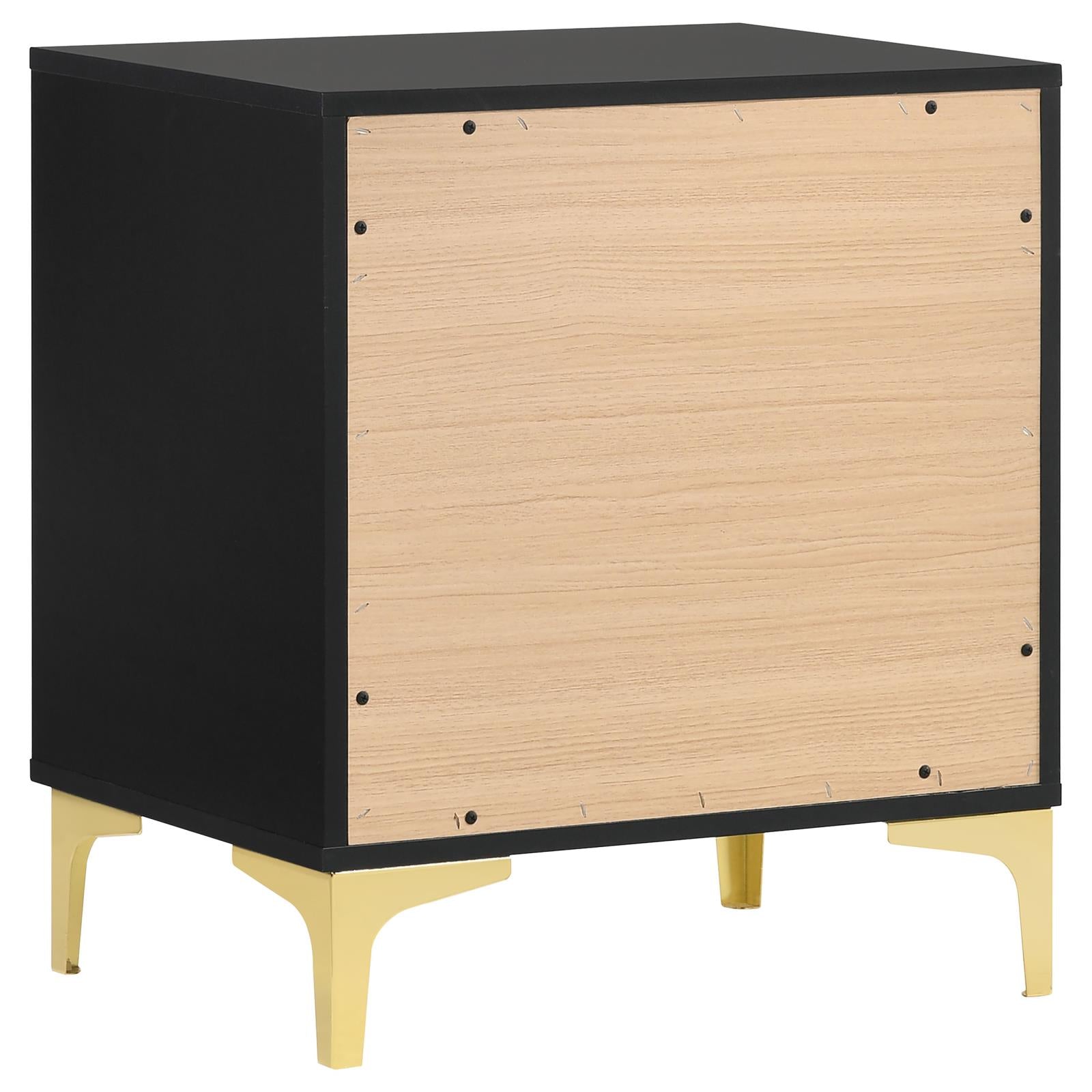 Kendall 2-Drawer Nightstand Black/Gold - 224452 - Luna Furniture - Dallas Store