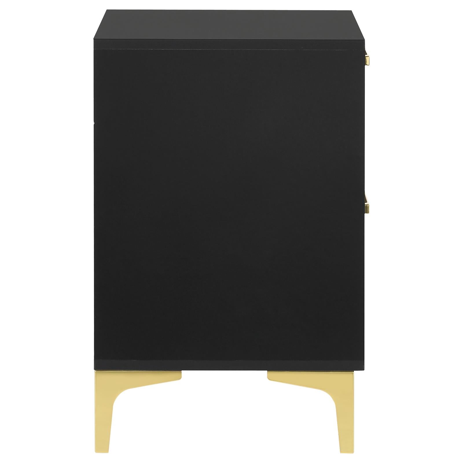 Kendall 2-Drawer Nightstand Black/Gold - 224452 - Luna Furniture - Dallas Store