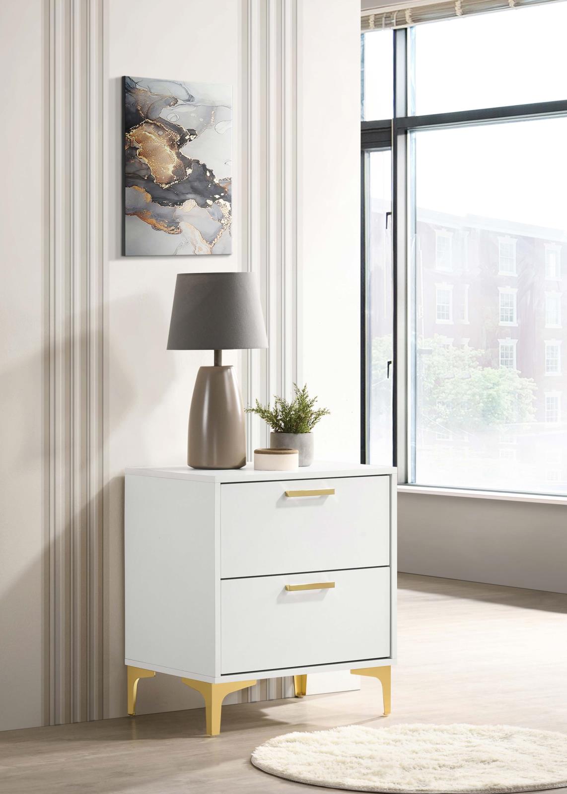Kendall 2-Drawer Nightstand White - 224402 - Luna Furniture - Dallas Store
