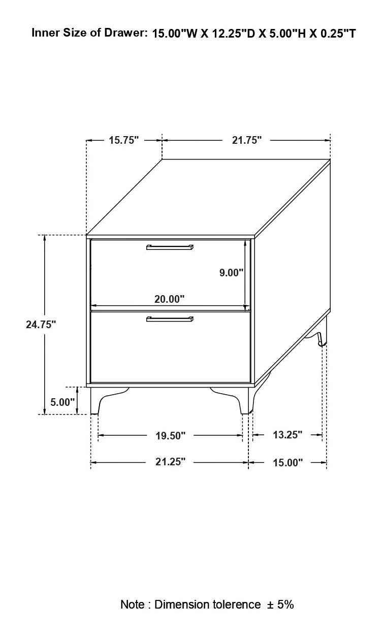Kendall 2-Drawer Nightstand White - 224402 - Luna Furniture - Dallas Store