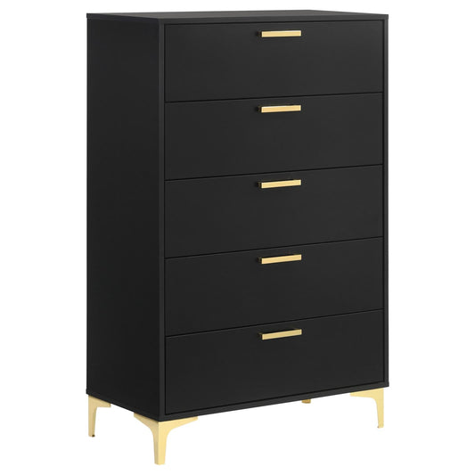 Kendall Black/Gold 5-Drawer Chest - 224455 - Luna Furniture - Dallas Store