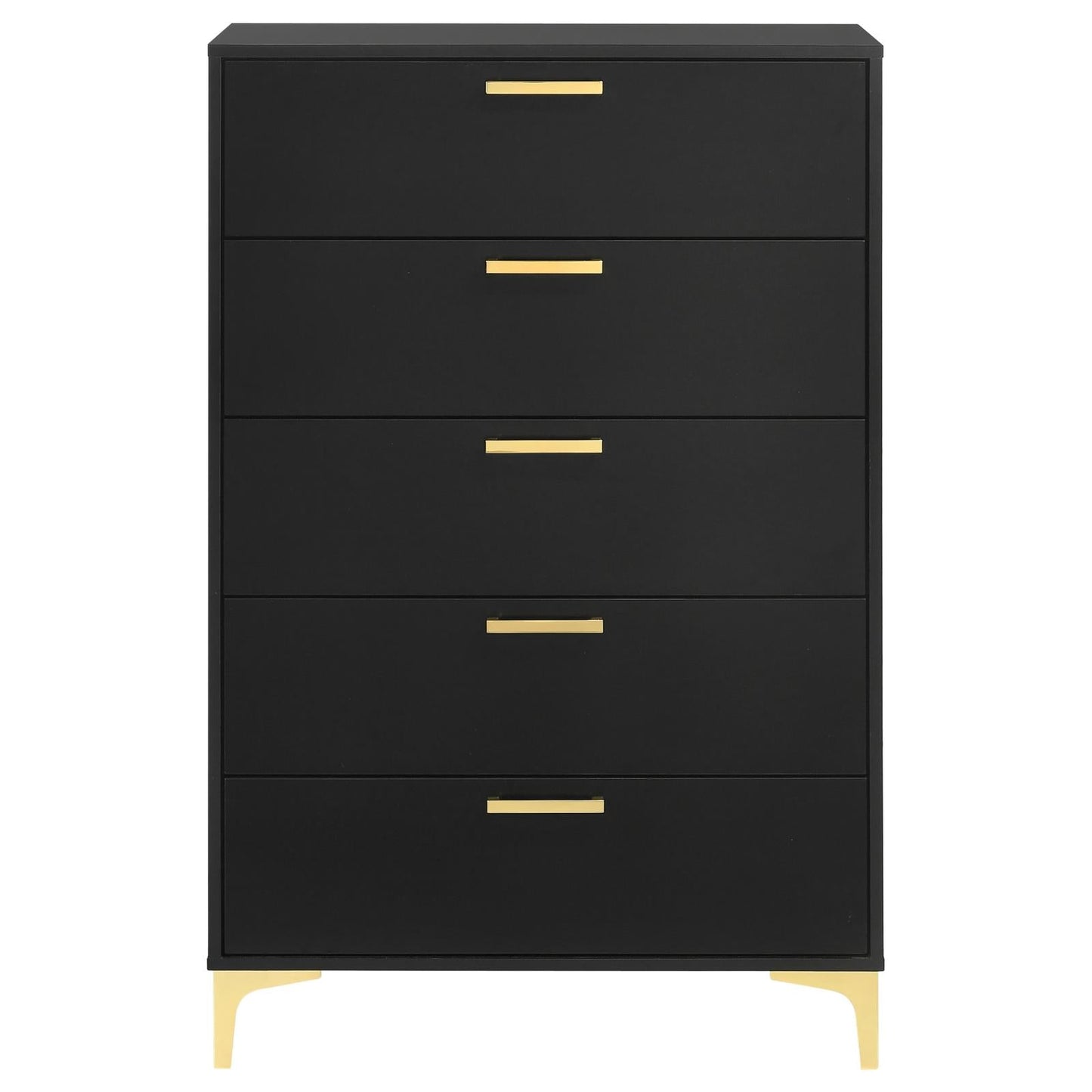 Kendall Black/Gold 5-Drawer Chest - 224455 - Luna Furniture - Dallas Store