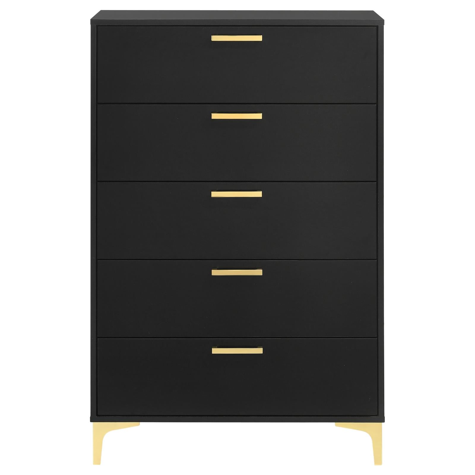 Kendall Black/Gold 5-Drawer Chest - 224455 - Luna Furniture - Dallas Store