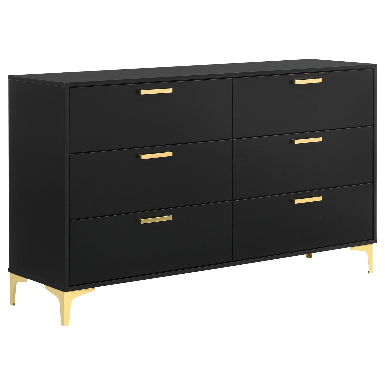 Kendall Black/Gold 6-Drawer Dresser - 224453 - Luna Furniture - Dallas Store